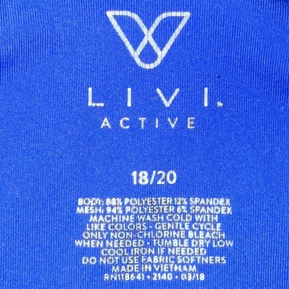 LANE BRYANT LIVI ACTIVE Wicking Mesh Inset Active Tee - 18/20 Blue Marine - Picture 12 of 12